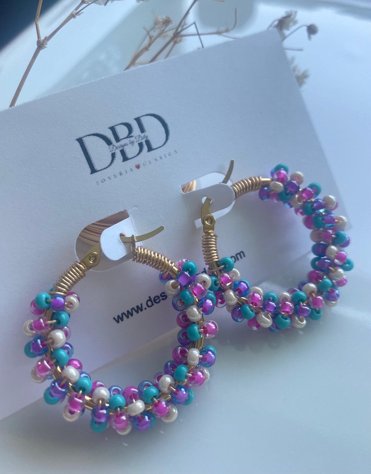 Danna earrings (turquoise-purple-rose)