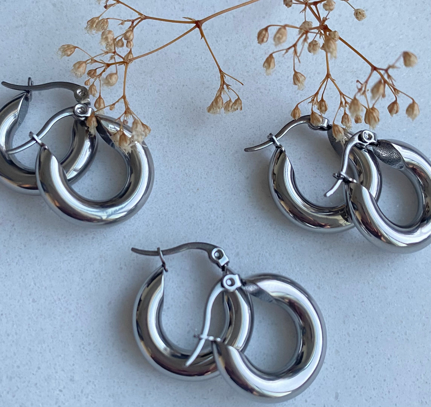 Chunky silver hoops